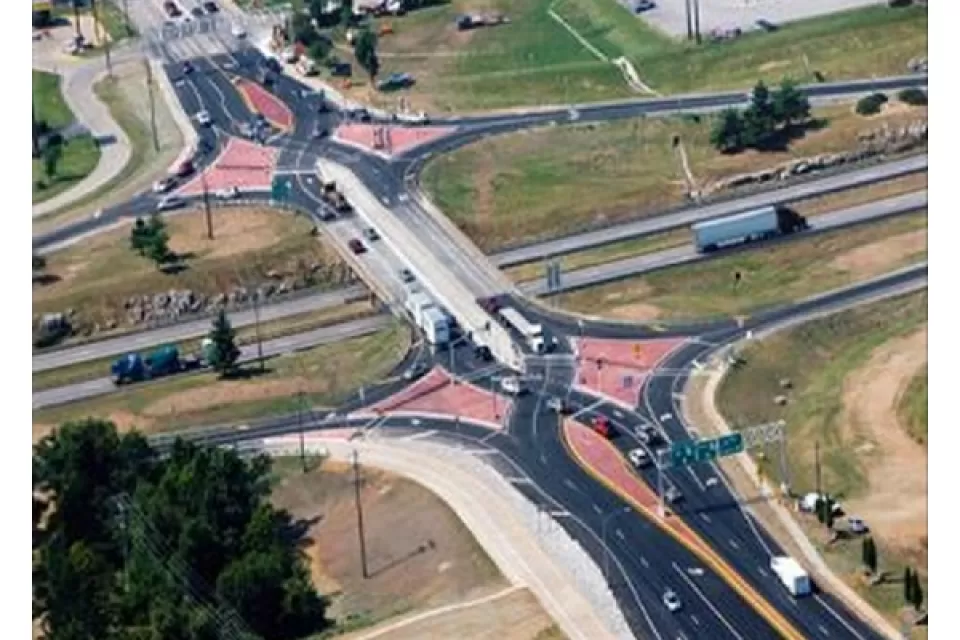Diverging diamond interchange in Springfield, Missouri.